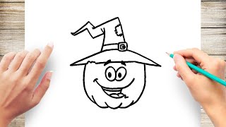 How To Draw Witch Pumpkin Step by Step