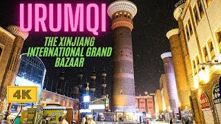 [4K60FPS]Snowy Night at Urumqi International Grand Bazaar Befor Christmas