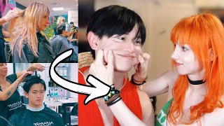 😱 We transformed into real Luffy and Nami?! | Most famous hair salon for fantasy color in Madrid! 🧡