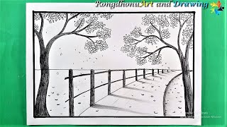 Nature Road Scenery Drawing Easy | Pencil Drawing