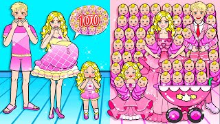 Barbie Mom Gave Birth to 100 Babies - Pink Barbie Decorate Baby New Room | WOA Doll Channel