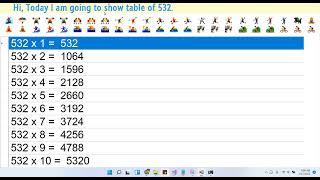 Table Of 532