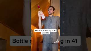 Leach chugs a full bottle of wine in 41 seconds beating his personal record by 1 second