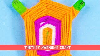 HOW TO MAKE A TURTLE WITH POPSICLE STICKS AND YARN.  Its so cute!  Easy kids craft.