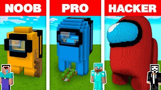 Minecraft NOOB vs PRO vs HACKER: AMONG US HOUSE BUILD CHALLENGE in Minecraft Animation