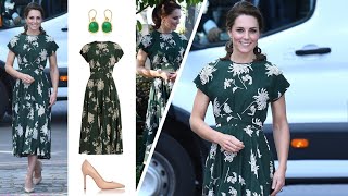 HRH Princess Catherine Striking emerald green floral motif for her Royal Engagement