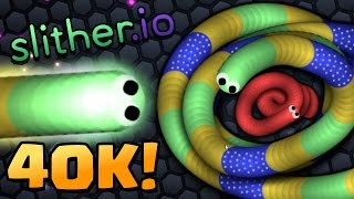 CRAZY 40K MASS HIGHSCORE RECORD GAMEPLAY! - SLITHER.IO Gameplay (Agar.io With Snakes!)