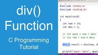 div() function | C Programming Tutorial