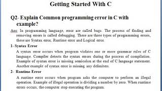 Chapter 8 (Topic: Types of Programming Errors)