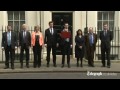 chancellor emerges from 11 downing street with red briefcase