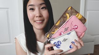 COACH CORNER ZIP TRIO POUCH/WRISTLET SET | Overview and what fits in each wristlet