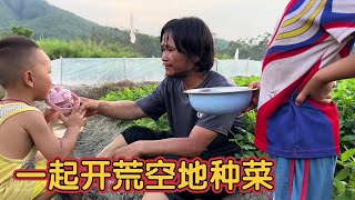 孩子爸爸开荒多年的空地种菜，这样以后就多点菜吃了，不发愁吃不饱了！【三妹铭凯】