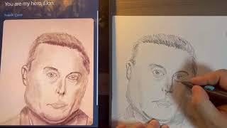 Elon musk spaceX CEO sketch drawing NB 马斯克就是英雄 素描肖像 临摹 灵魂画手