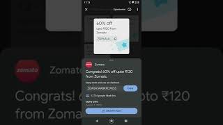 Zomato 60 % off Coupon code...If  want to Redeem 👍... Last Date August 1 #zomoto #zombieshorts