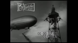 1931 Fleet Problem XII USS Dirigible Zeppelin Los Angeles Moored  on USS Patoka (Silent)