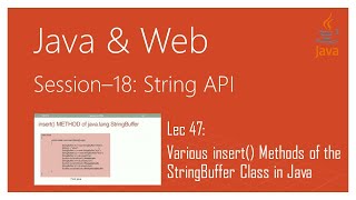 String API in Java | #47 | Various insert() Methods of the StringBuffer Class in Java