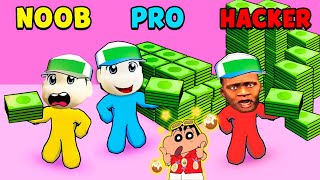 SHINCHAN and CHOP Became BILLIONAIRE in MONEY LAND with AMAAN-T | NOOB vs PRO vs HACKER