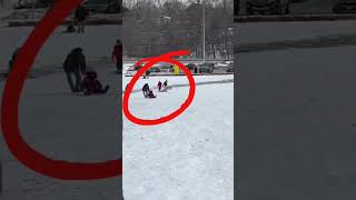 Oh no! #tobogganing #viral