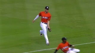 STL@MIA: Stanton makes a catch and Gordon slides away