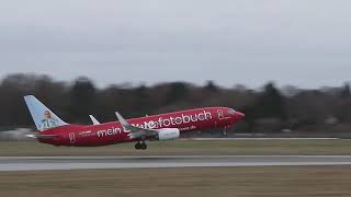 TUIfly D-ABMV CEWE Fotobuch Takeoff at Hamburg Airport