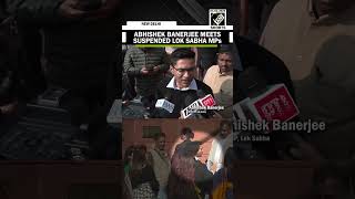 TMC MP Abhishek Banerjee meets suspended Lok Sabha MPs protesting outside Parliament