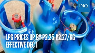 LPG prices up by P2.25-P2.27/kg effective Dec 1