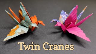Traditional Origami Twin Cranes with some modifications