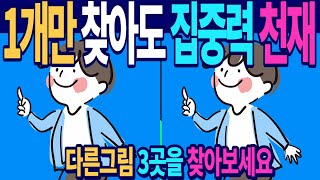 【틀린그림찾기/다른그림찾기】한개만 찾아도 집중력 천재 숨은그림찾기 두뇌운동/find the 3 Difference#130