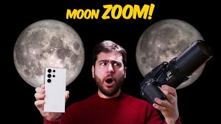 Moon Zoom! Galaxy S23 Ultra vs Professional 125x Zoom Camera! (Nikon P1000) | VERSUS