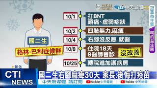 【每日必看】麻痺30天! 國二生打BNT 右腿不能動\