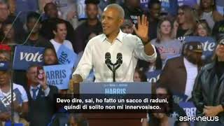 Elezioni Usa 2024, Eminem presenta Obama a comizio per Kamala a Detroit