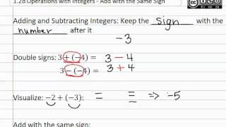 1.2d Operations with Integers - Add with the Same Sign