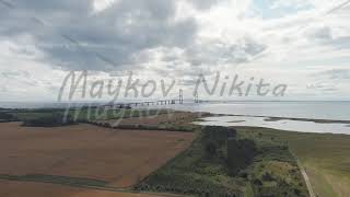 Korser, Denmark. Great Belt Bridge (Storeb?lt). Cloudy weather with gaps. Stable, Aerial View