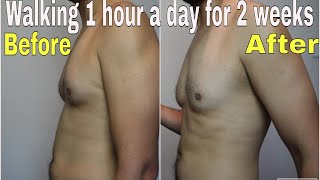 Walking 1 hour a day for 2 weeks - weight loss challenge results