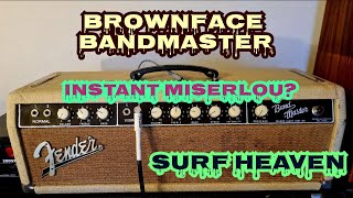 1962 Brownface Fender Bandmaster Head (6G7-A circuit) PART 1 Surf Music Test