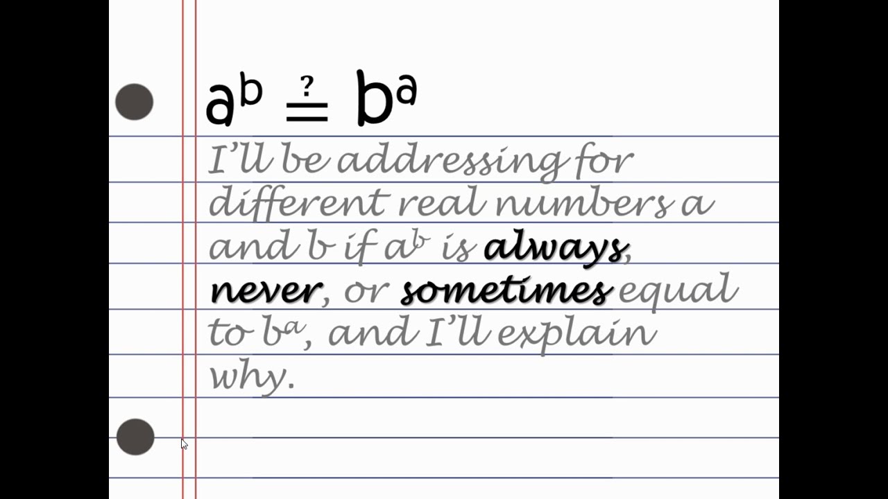 Why A^b Isn't Necessarily Equal To B^a - YouTube