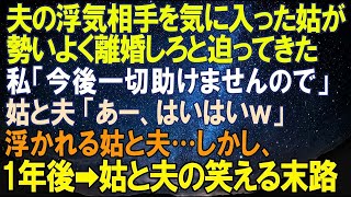 【スカッとする話】夫の浮気相手を気に入って勢いよく離婚を迫ってきた姑。私「今後一切助けませんので」姑と夫「あー、はいはいｗ」浮かれる姑と夫…だが1年後➡姑の悲惨な末路