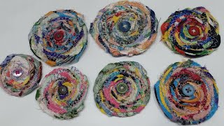 Making Raggedy Rope Flowers | scrap fabric project | junk journal embellishments | Bonny And Clive