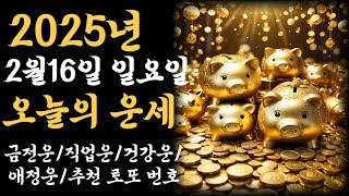 [오늘의운세]2025년2월16일 일요일#띠별운세 #추천띠별로또번호 #재물운