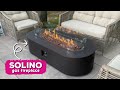 Gas firepit table - luxury concrete outdoor table + fireplace 158x70cm - SOLINO