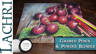 Colored Pencil Cherries - Polychromos + Powder Blender tips w/ Lachri