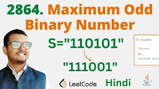 2864. Maximum Odd Binary Number || Java || Leetcode || Hindi