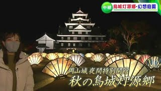 秋の夜長の “城散策” “庭園散歩”はいかが？岡山城「烏城灯源郷」後楽園「幻想庭園」始まる　プロジェクションマッピングで美しい映像も