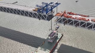 World's longest cable-stayed bridge's steel girders installed