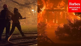 WATCH: Firefighters Battle Eaton Fire As It Rampages Through Altadena In Los Angeles, California