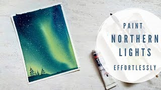 Watercolor Northern Lights painting TIPS. EASY watercolor northern lights painting tutorial.