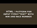 HTML : pattern for input type=