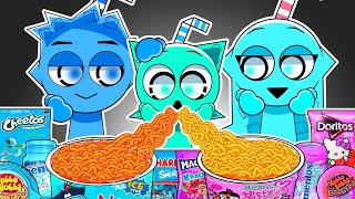 Incredibox Sprunki - Sprunki OC Aqua Family Convenience Store Food Mukbang Animation | ASMR