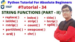 String Functions in Python (Part - 2) | String Built - In Methods | Python For Absolute Beginners