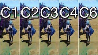 solo eula C1 to C6 changes damage showcase : genshin impact